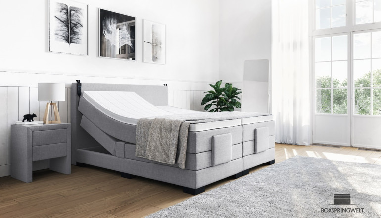 Boxspringbett Konrad 120 x 200 cm mit Motor in Board Grau