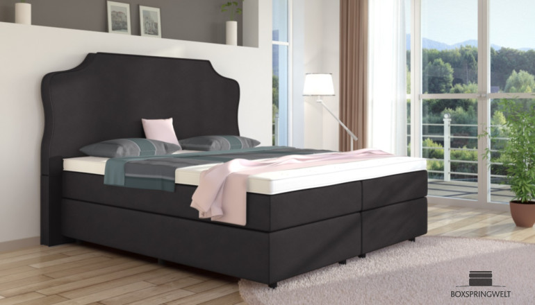 Boxspringbett Marie 200 x 220 cm in Anthrazit-Grau