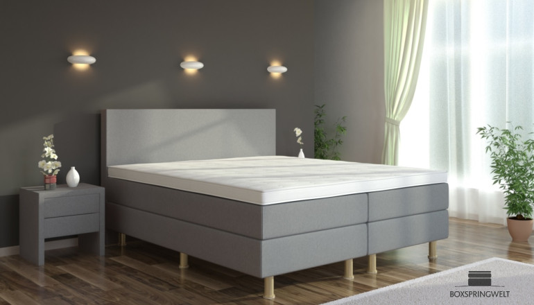 Boxspringbett Eva 90 x 210 cm in Grau-Silber