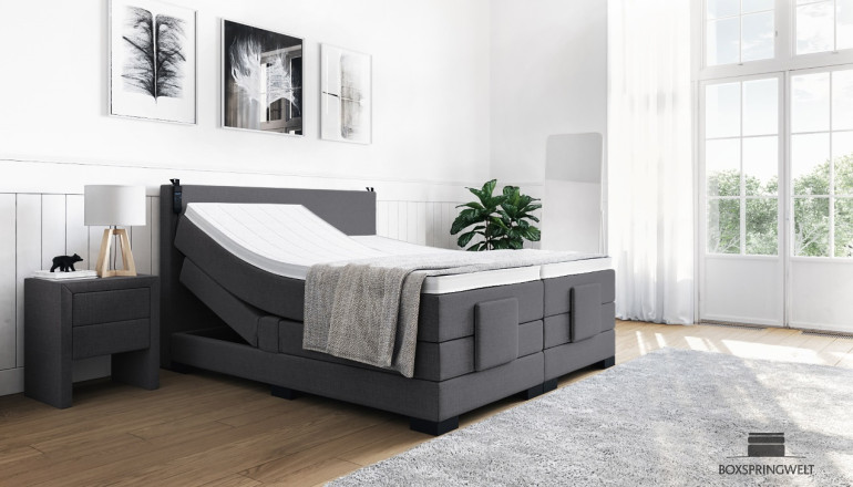 Boxspringbett Konrad 90 x 220 cm mit Motor in Board Dunkelgrau