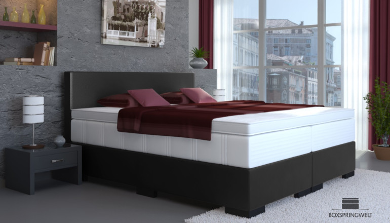 Kunstleder Boxspringbett Tony 80 x 200 cm in Schwarz