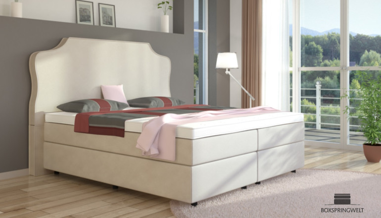 Boxspringbett Marie 200 x 210 cm in Creme