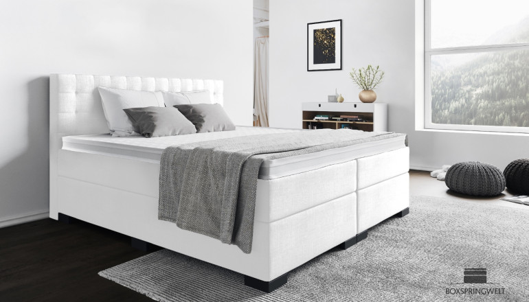 Boxspringbett Frieda 80 x 220 cm in Weiss