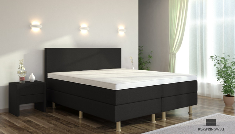 Boxspringbett Eva 80 x 220 cm in Schwarz