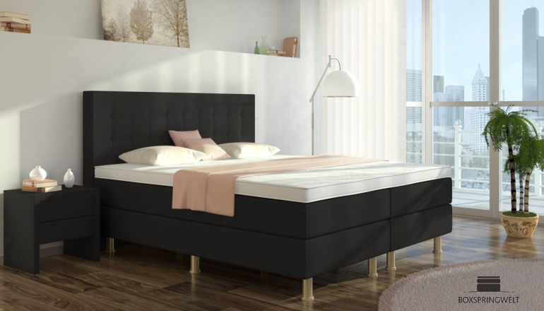 Boxspringbett Sofie 140 x 220 cm in Schwarz