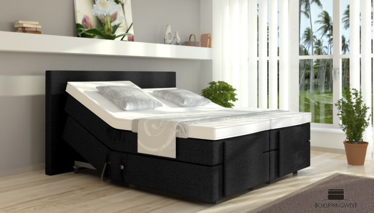 Boxspringbett Henry 80 x 220 cm mit Motor in Schwarz