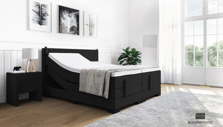 Boxspringbett Konrad 90 x 220 cm mit Motor in Board Onyx