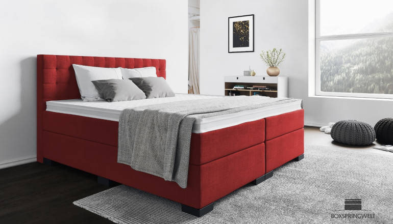 Boxspringbett Frieda 90 x 210 cm in Rot