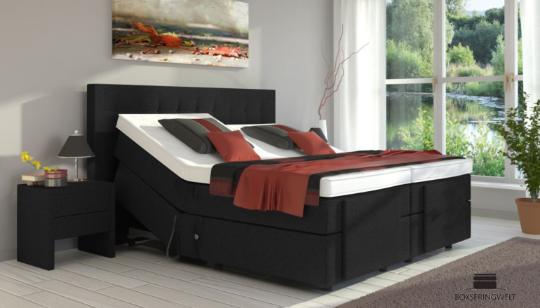 Boxspringbett Greta 80 x 220 cm in Golf Graphite