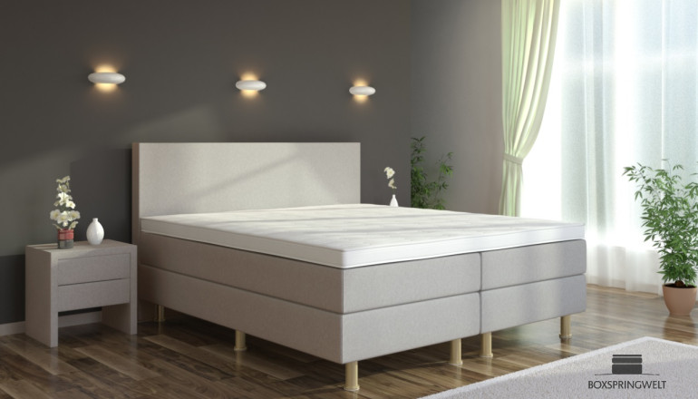 Boxspringbett Eva 80 x 210 cm in Grau-Weiss