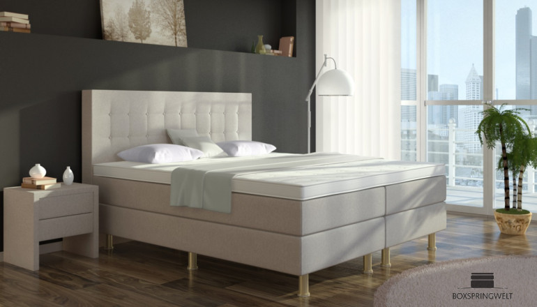 Boxspringbett Sofie 140 x 200 cm in Grau-Weiss