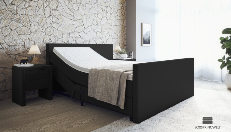 Boxspringbett Sven 90 x 220 cm mit Motor in Schwarz