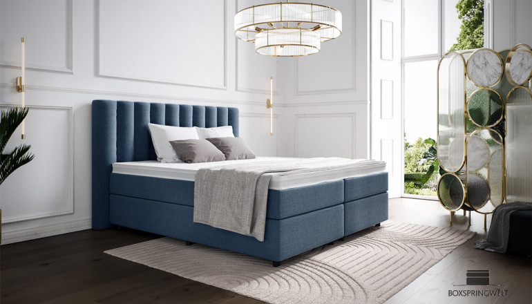 Boxspringbett Diana in Bezug Mine Denim