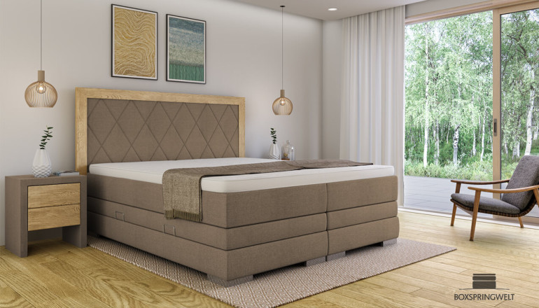 Boxspringbett Astrid 200 x 200 cm Luca Taupe