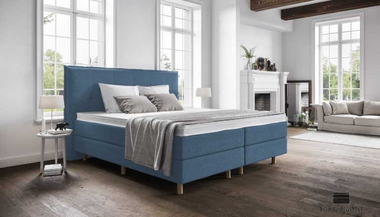 Boxspringbett Anna 90 x 200 cm in Blau