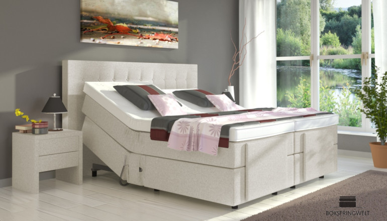 Boxspringbett Greta 160 x 220 cm in Board Natur