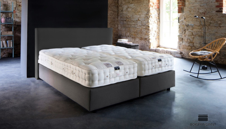 Luxus Boxspringbett Tristan in Board Grau-Anthrazit