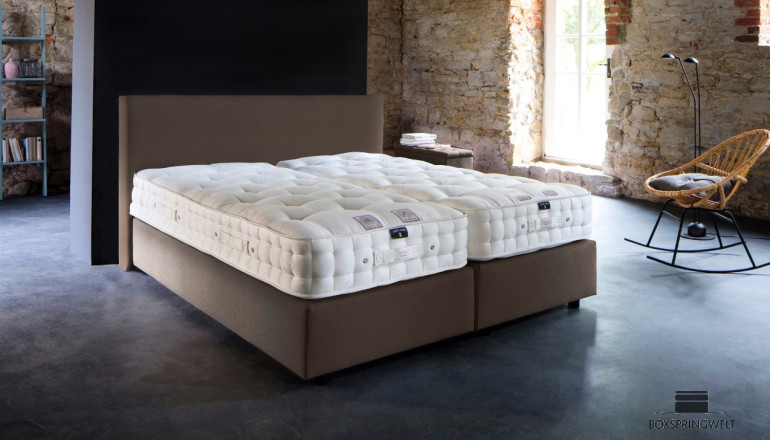 Luxus Boxspringbett Tristan in Board Taupe